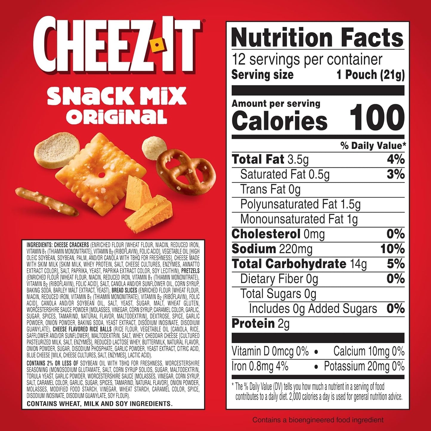 Cheez-It Snack Mix, Office and Kids Snacks, Classic, 9oz Box (12 Packs)
