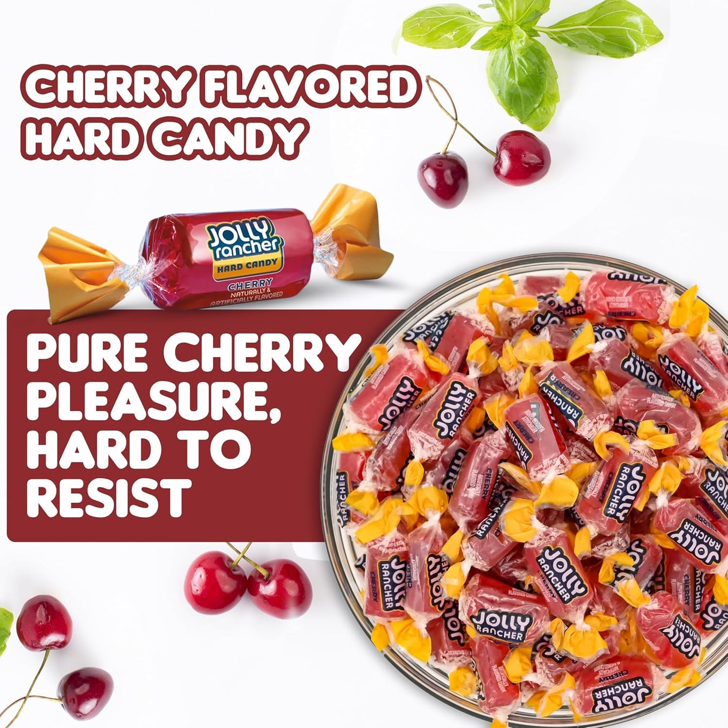 Cherry Jolly Ranchers Hard Candy β Original Flavor β 1 LB Bulk Bag (Approx. 75 Pieces) β Individually Wrapped Tart & Sweet Treats for Baby Showers, Back to School, Birthdays & Gift Bags