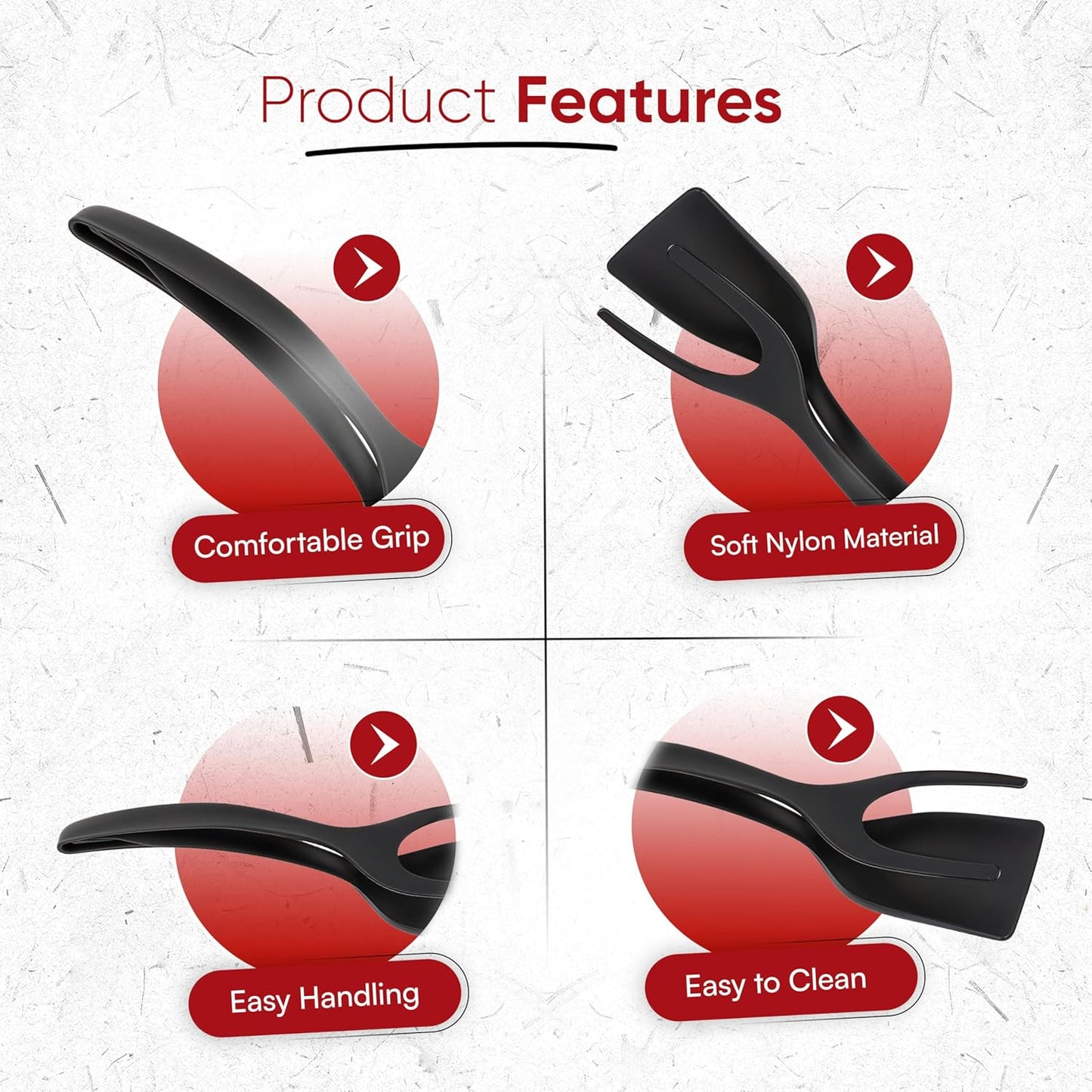 ZONZEST Egg Flipper Spatula Tongs (Set of 2) β Non-Stick 2-in-1 Grip & Flip Kitchen Tongs for Pancakes, Fish, Eggs, and More β Heat Resistant Cooking Tool (Black)