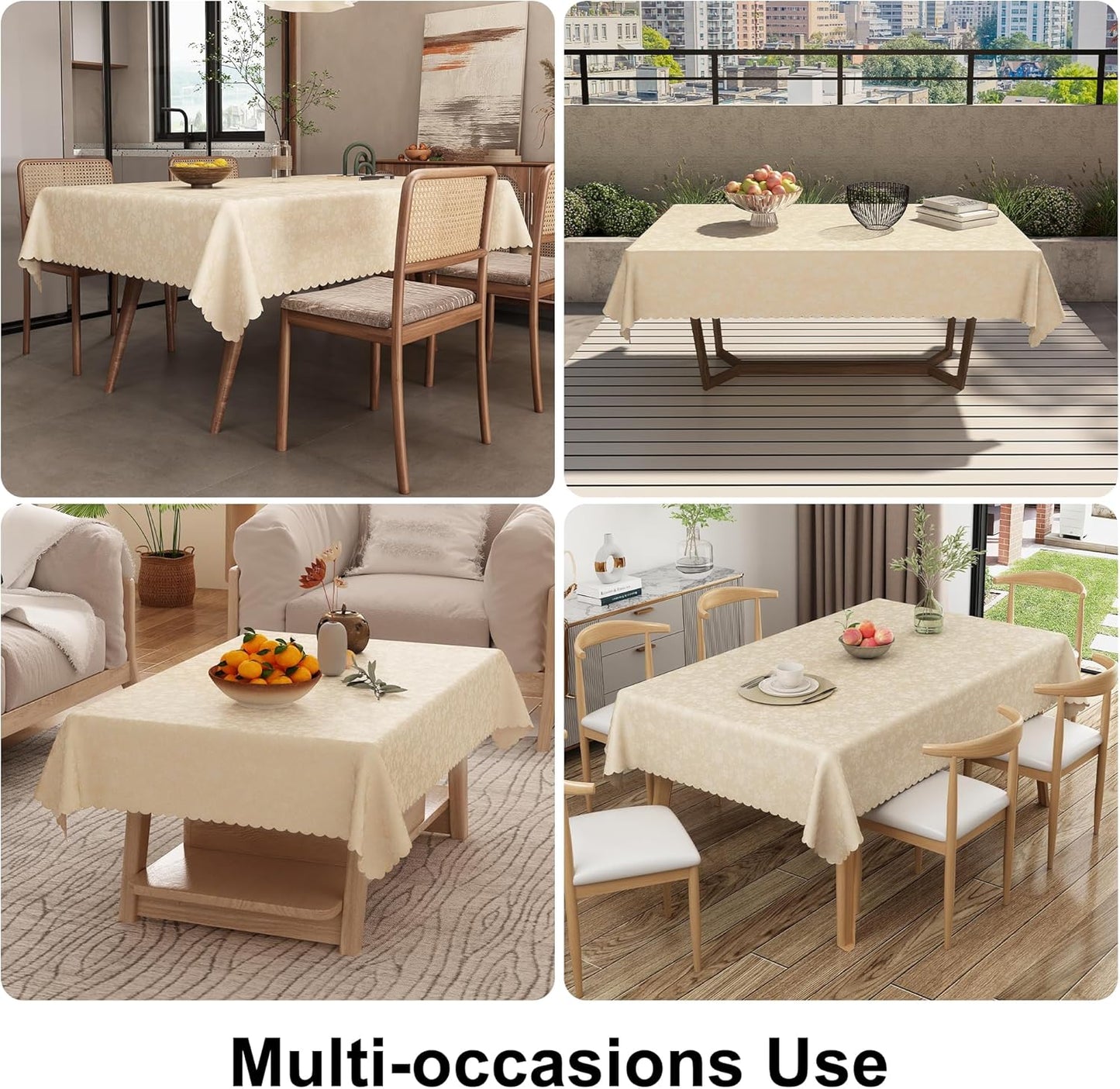 Smiry Rectangle Table Cloth, Waterproof Heavy Duty Vinyl Tablecloths, Wipeable Washable Table Cover for Kitchen and Dining Room (Beige, 60" X 84")