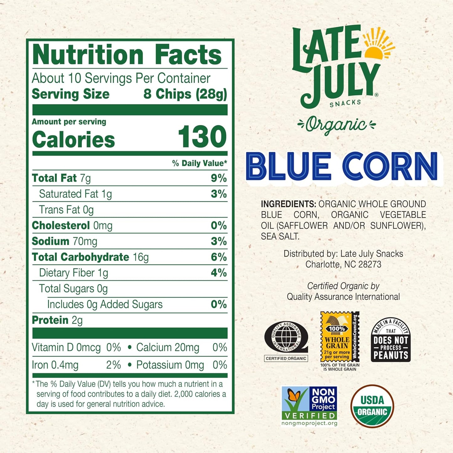 Late July Blue Corn Organic Tortilla Chips, 10.1 Oz Bag