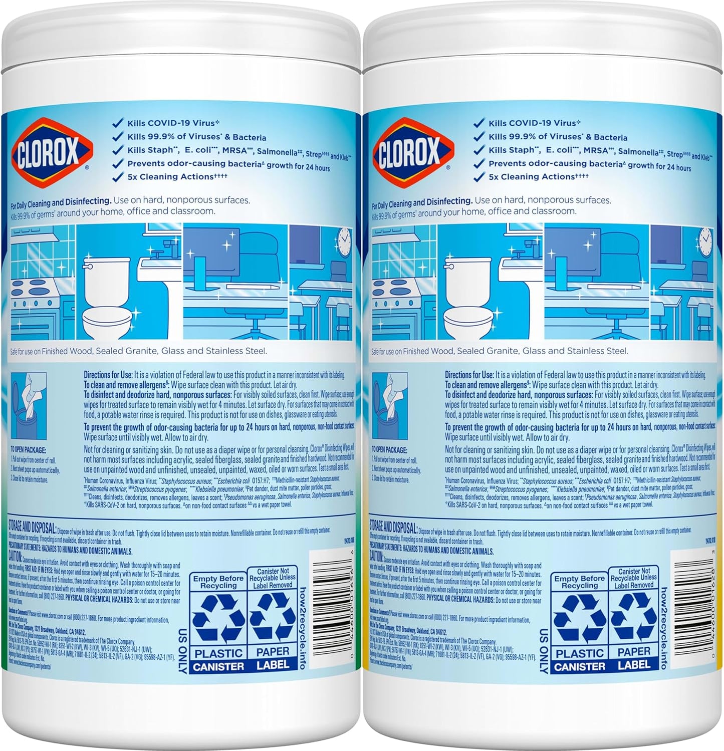 Clorox Disinfecting Cleaning Wipes Variety Pack, 75 Count Each, Pack of 2 (Package May Vary)