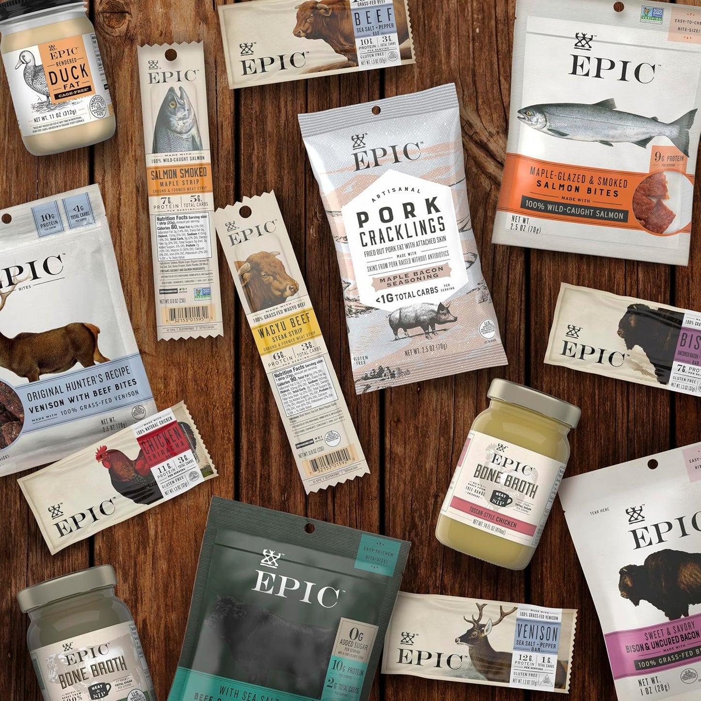 EPIC Sea Salt and Vinegar Pork Rinds, Keto Friendly, Protein Snacks, 2.5 oz