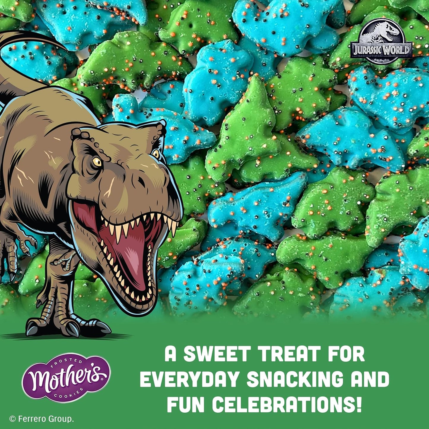 Mother's Chocolatey Dynamite Dinosaurs Cookies, Inspired by Jurassic World, Individually Wrapped Treats, 10-Pack Box, 10 oz