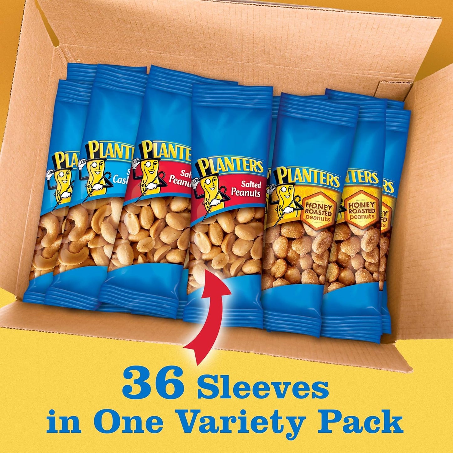 planters variety pack, 36-count, mixed nuts, kosher, individually wrapped, on-the-go snacks