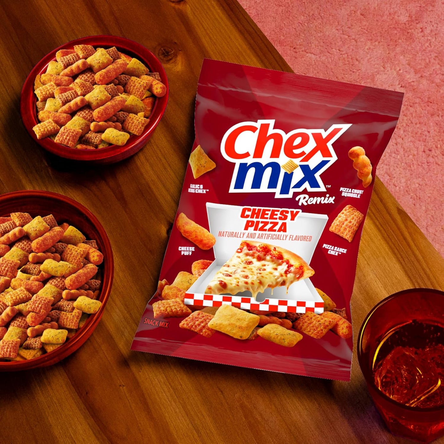 Chex Mix Remix Cheesy Pizza Snack Mix, Snack Bag, Family Size, 11 oz