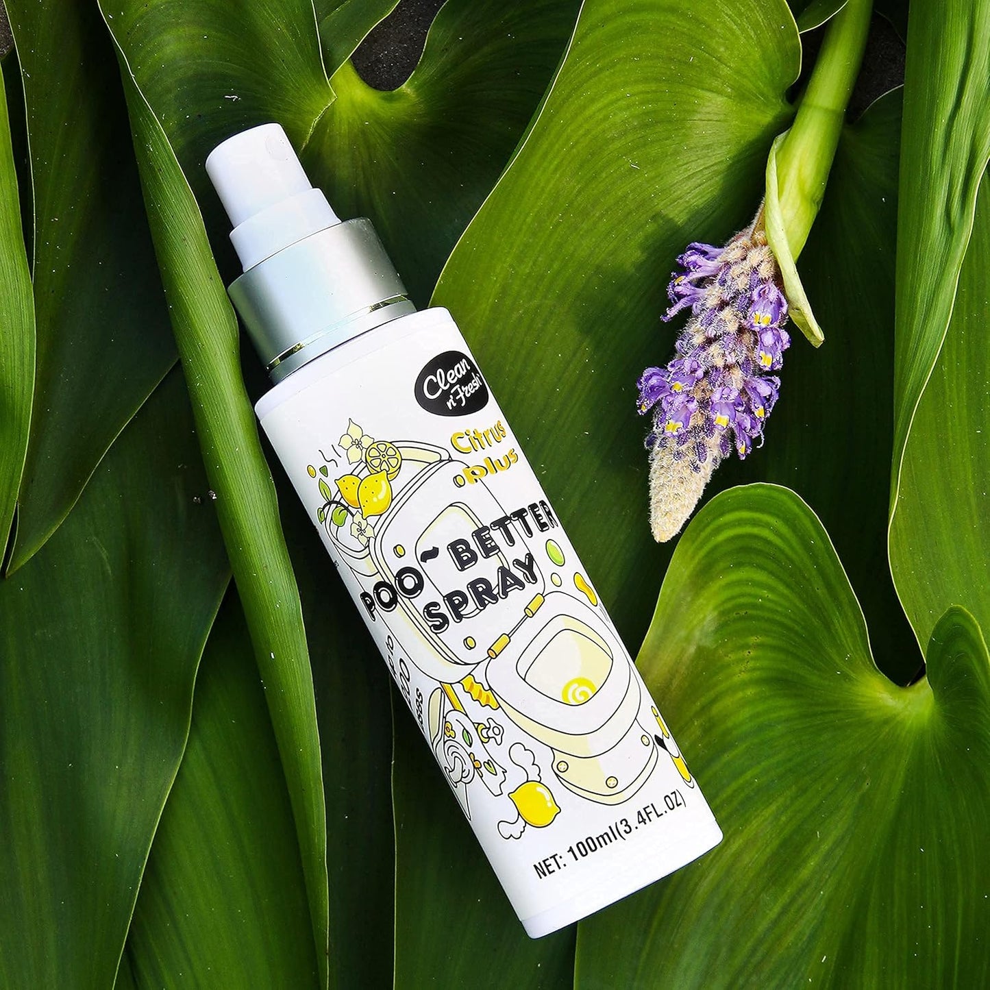 Clean-n-Fresh Toilet Spray, 6.8 Fl.oz Poo Spray | Up to 400+ Uses, 100% Natural Plant Essential Oil Citrus Scent, Bathroom Deodorizer