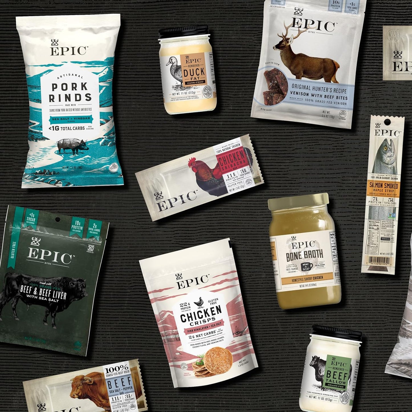 EPIC Bars, Chicken Sriracha, Keto and Paleo Friendly, Whole30 Approved, Gluten Free, 12 Count, 15.6 oz