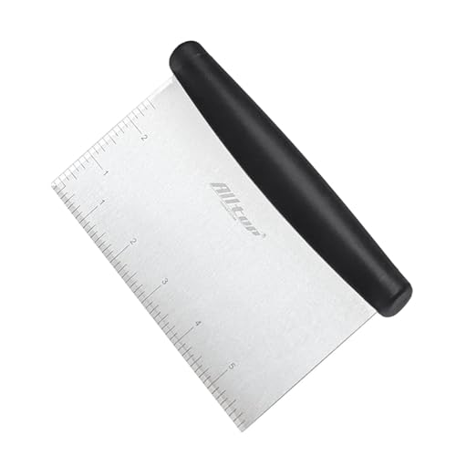 ALLTOP Bench Scraper & Chopper for Kitchen - Ideal Baking Essential Utensil,Stainless Steel Pastry/Dough/Food Cutter Tool for Cake Pizza Bread,Cooking - 1 Pack,Black