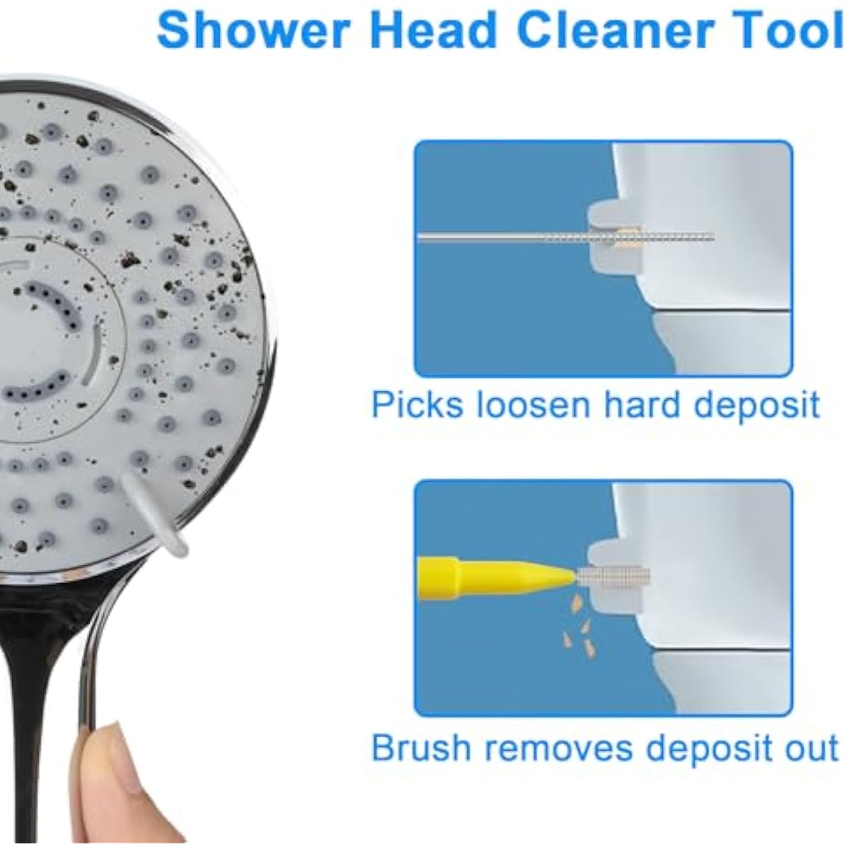 Multiplesize Showerhead Cleaner Tools, Shower Head Cleaning Brushes Small Hole, Handheld Showerhead Cleaner Anti-Clogging Cleaning Brush for Bathroom Small Hole Gap Nozzle Window Slot