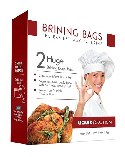 Turkey Brining Bags Set of 2 – Extra Large, Holds up to 38 lb (25.5 x 21.5 in), Heavy Duty with Gusseted Bottom & Double-Track Zippers to Prevent Leaks