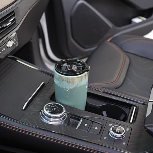 Bosmarlin Ceramic Travel Coffee Cup with Lid, 21 oz, Portable Coffee Mug for Car Cup Holder, Microwave Safe, Reactive Glaze (Peacock Blue)