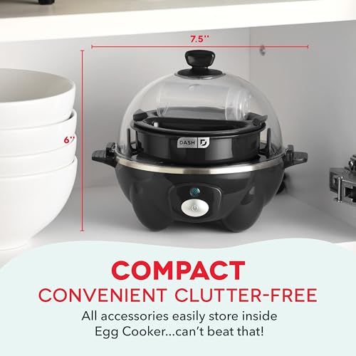 Dash Rapid Egg Cooker - Boiler, Poacher & Steamer - Includes Measuring & Recipe Guide - Dishwasher Safe - BPA Free - Holds 7 Eggs, Black