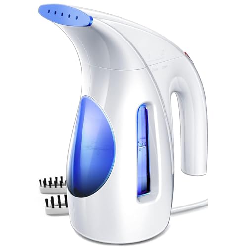 HiLIFE Steamer for Clothes, Portable Handheld Clothing Steamer, 240ml Big Capacity, 700W, Strong Power, Fabric Quick Wrinkle Remover with Brush for Home, Office, Travel (ONLY 120V) -Blue