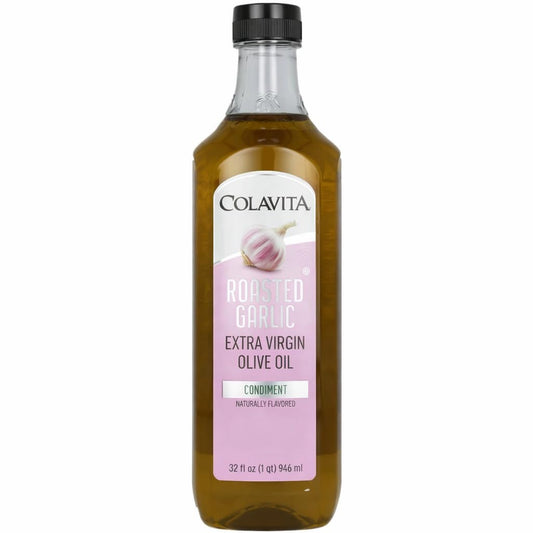 Colavita Roasted Garlic Extra Virgin Olive Oil, 32 Fl Oz – Cold Pressed EVOO Infused with Natural Roasted Garlic Flavor for Cooking, Dressings, Marinades & Dipping