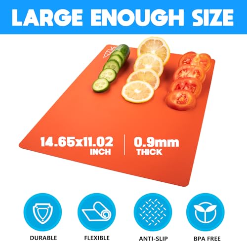 Goodluck 5 Pieces Flexible Chop Boards, BPA Free Plastic Cut'ting Boards for Kitchen, Non Slip Mat for Meat and Vegetables