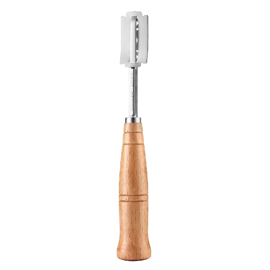 "SAINT GERMAIN Premium Hand Crafted Bread Lame for Dough Scoring Knife, Lame Bread Tool for Sourdough Bread Slashing with 10 Blades Included with Replacement with Authentic Leather Protector Cover"