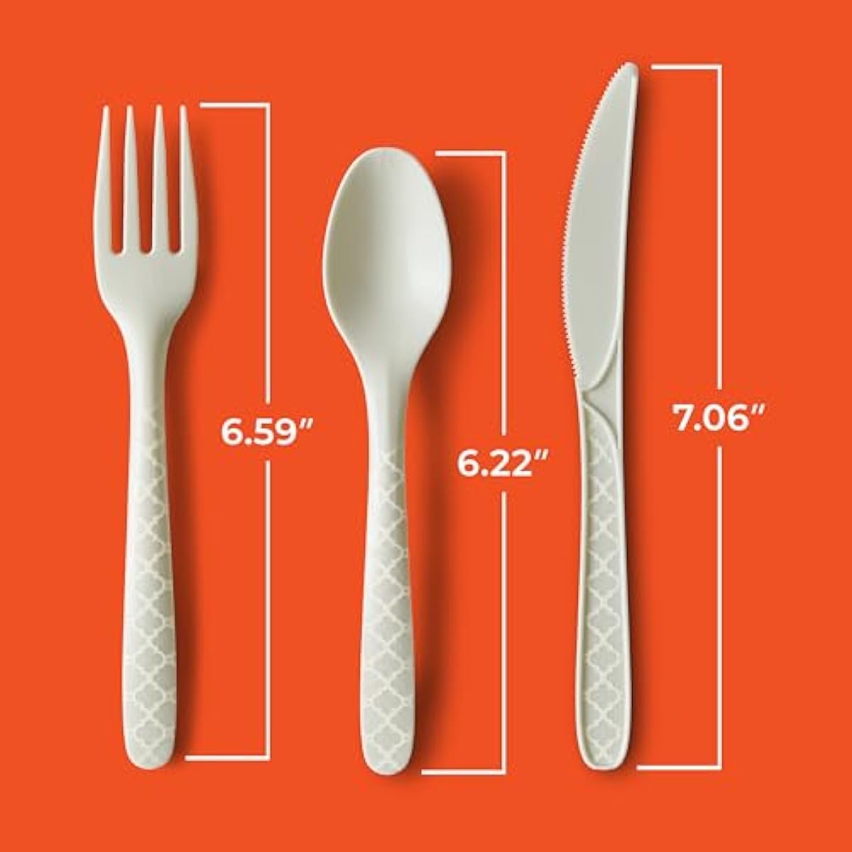 Hefty ECOSAVE Compostable Assorted Cutlery Set, Utensils for BBQs, Tailgates, Camping, Parties, and More, Includes 8 Forks, 8 Spoons, and 8 Knives, Compostable, Sustainable Design, 24 Count