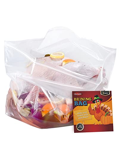 Turkey Brine Bags, 26"×22", 2 Pack, Holds up 35lbs, Thicker Brining Bags with Double Zip Lock & 2 Cotton Strings, Extra Large Brine Bag Fits for Turkey, Chicken, Beef, Fish, Lamb, Pork