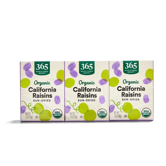 Pack of 6, 365 by Whole Foods Market, Organic Raisins, 1 Ounce