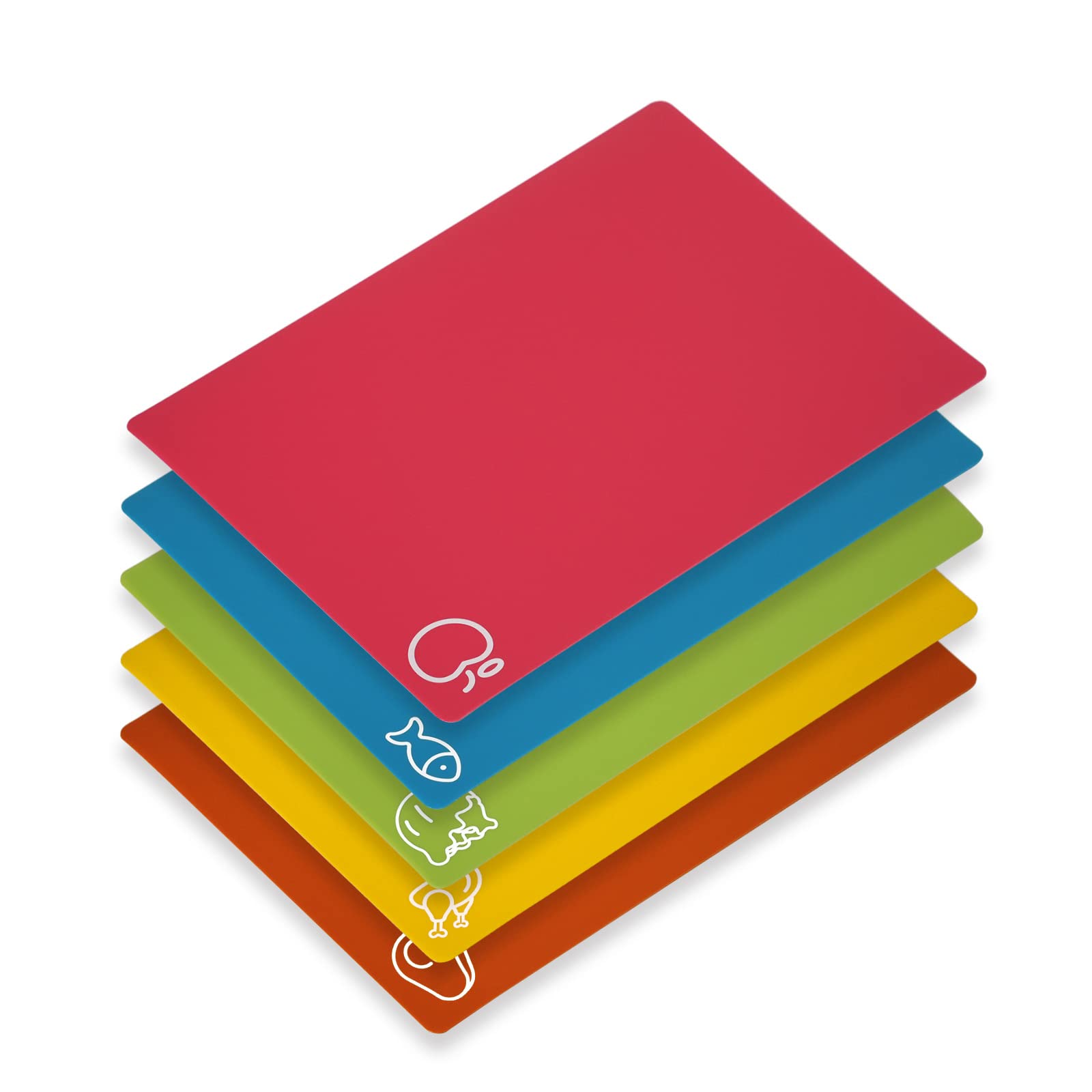 Goodluck 5 Pieces Flexible Chop Boards, BPA Free Plastic Cut'ting Boards for Kitchen, Non Slip Mat for Meat and Vegetables