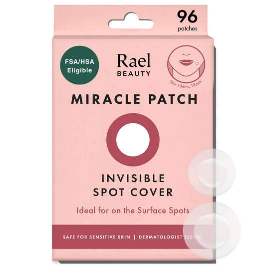 Rael Pimple Patches, Miracle Invisible Spot Cover - Hydrocolloid Acne Pimple Patch, Absorbs Zits & Blemish, Korean Skin Care, 2 Sizes