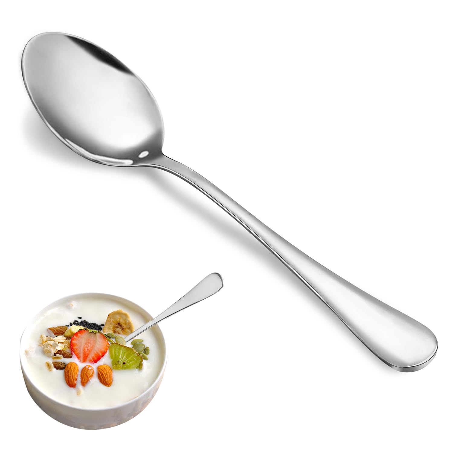 Teaspoon Set,16 Piece 6.7" Spoons Silverware, Premium Food Grade Stainless Steel Tea Spoons, Durable Small Spoon, Good Teaspoons, Kitchen Dessert Spoon Set, Mirror Finish & Dishwasher Safe