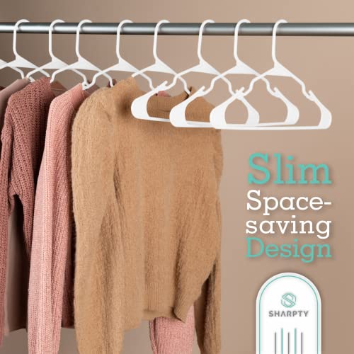 Sharpty - Plastic Hangers - Adult Clothes Hangers - T-Shirt, Dress, Coat Hangers & Accessories - Notched Hanger, Durable & Versatile Color Clothing Closet Hanger(20-Pack,White)