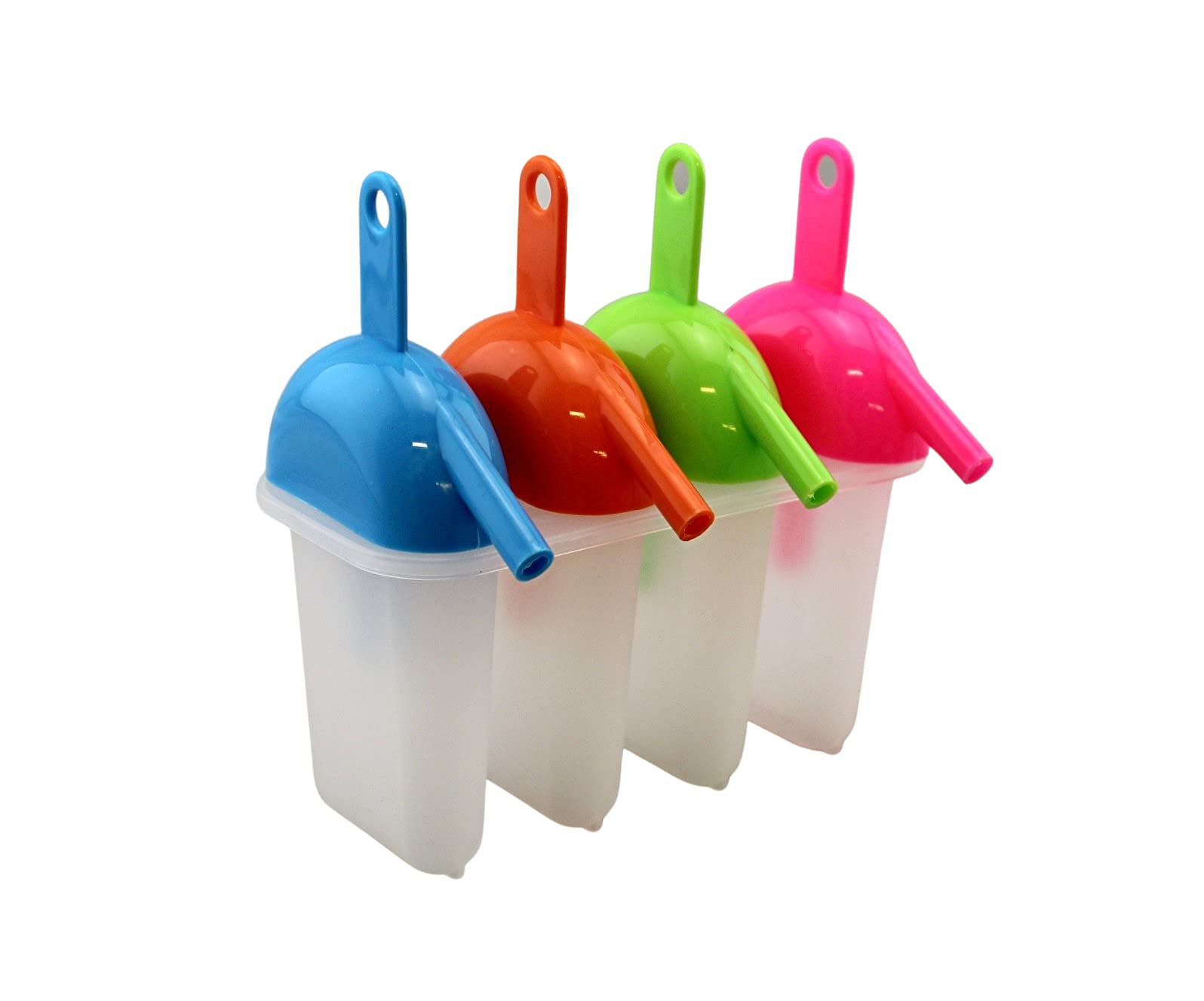 Ice Lolly Popsicle Molds with Straw 4 Pack BPA Free Freezer Pop Mold Maker for Juice Yogurt Fruit Kids
