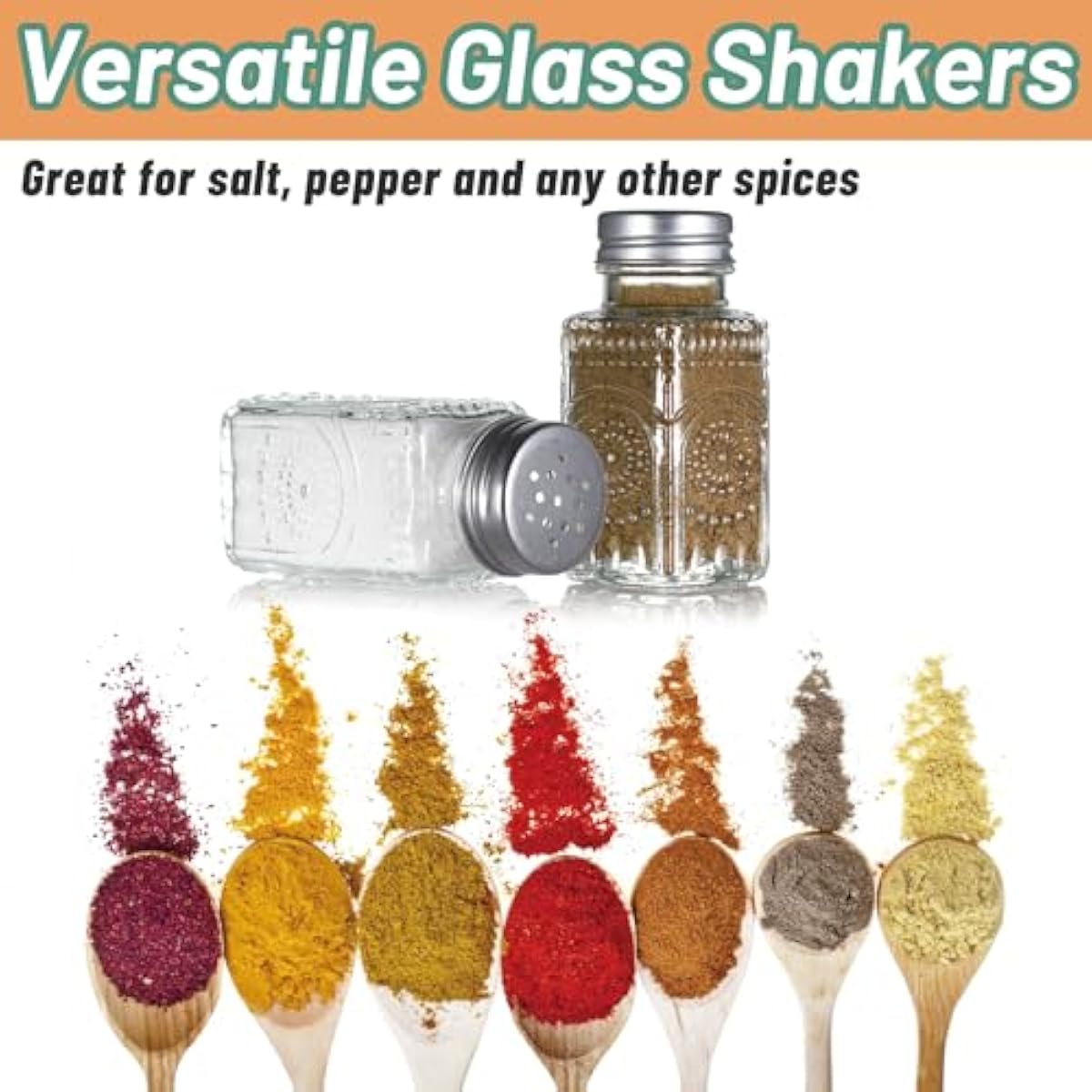 2 Pack Glass Salt and Pepper Shakers Set, Vintage Spice Shakers for Dining Room Table, Kitchen, Restaurant (Sunflower Style)