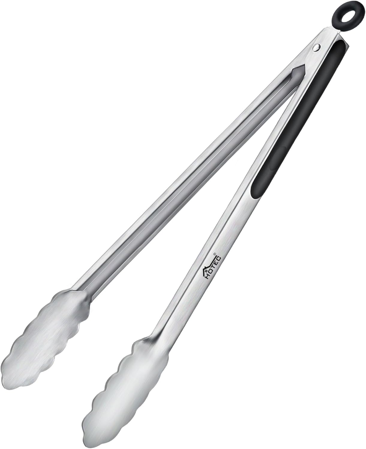 Hotec Stainless Steel Kitchen Tongs, Set of 2-9" and 12", Locking Metal Food Tongs for Cooking, Serving, BBQ, Grill Non-Slip Grip