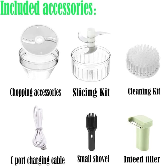 Electric Vegetable Cutter Set - 4 in 1 Portable, Rechargeable, Wireless Food Processor & Chopper Machine for Pepper, Garlic, Onion, Celery & Meat