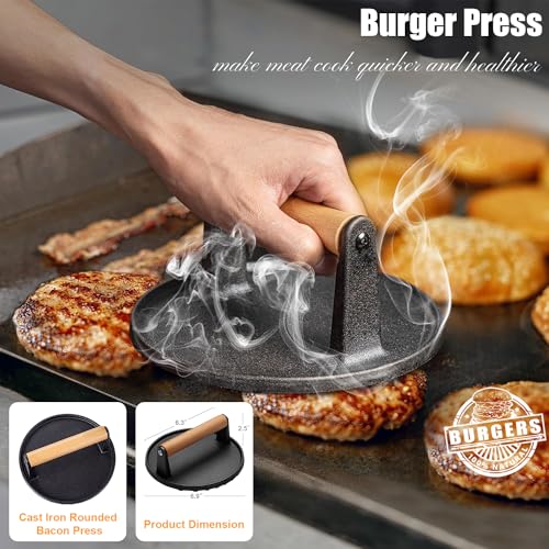 27pcs Griddle Accessories Kit for Blackstone, Professional Hibachi Flat Top Grill Tools, Enlarged Spatula Gift Set with Basting Cover，Burger Press Patty Maker for Outdoor BBQ Teppanyaki