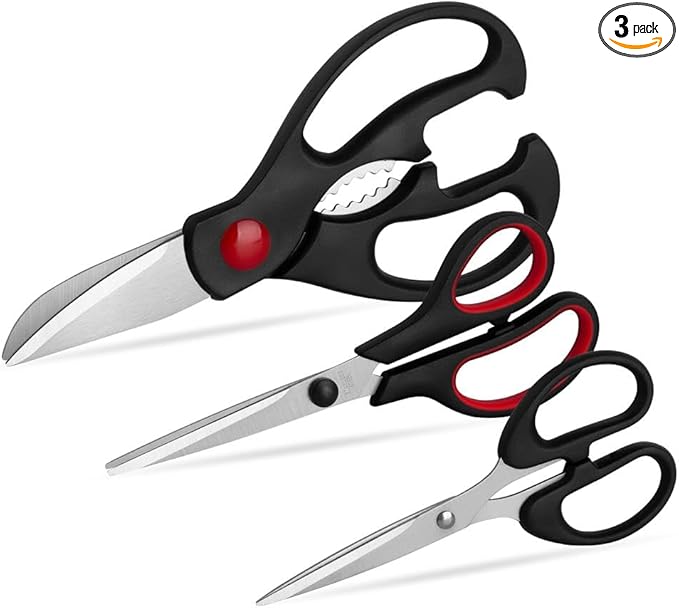 Kitchen Shears Set - QtoiKce Kitchen Scissors 3 Pack All Purpose Poultry Shears,Stainless Steel Sharp Utility Cooking Scissors for Home