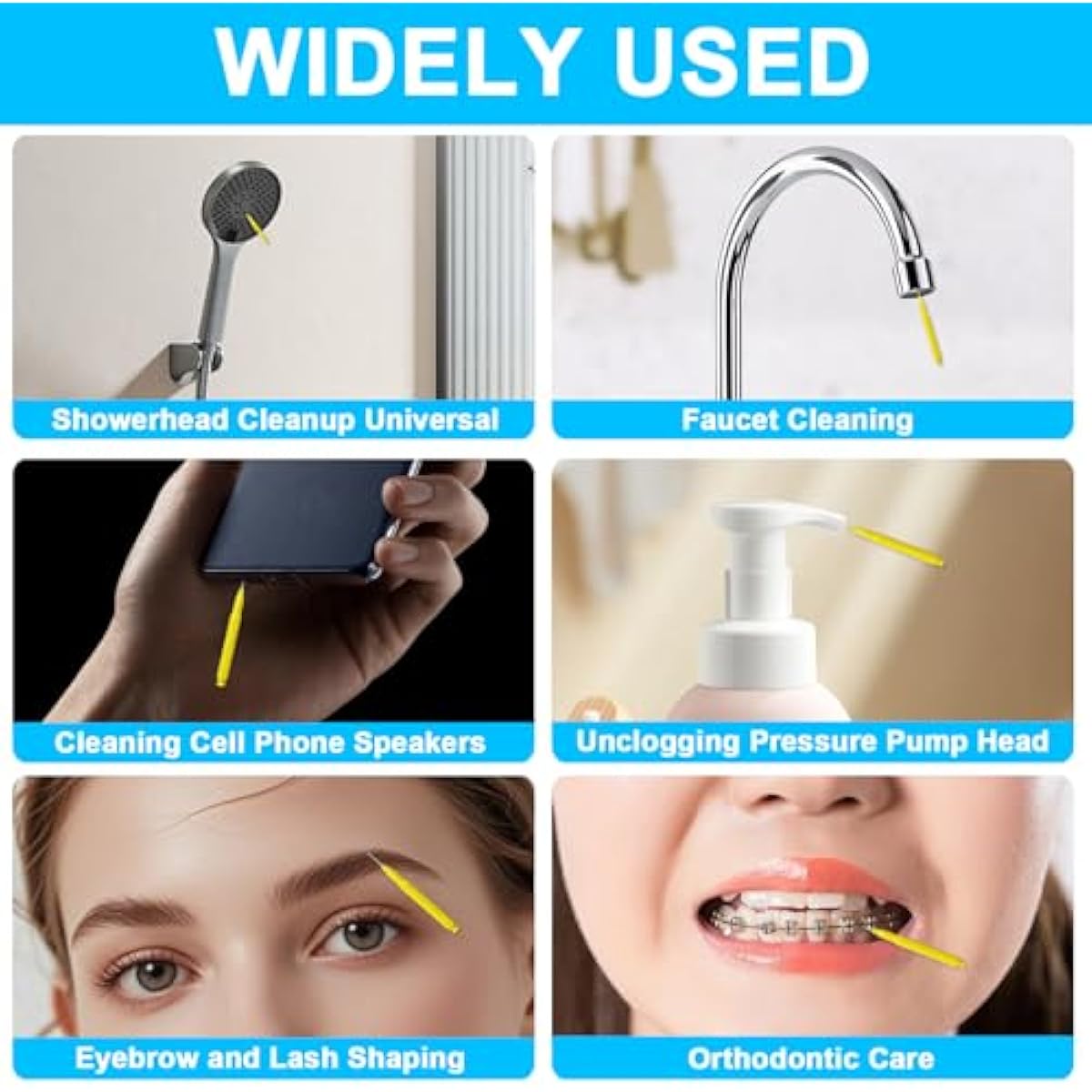 Multiplesize Showerhead Cleaner Tools, Shower Head Cleaning Brushes Small Hole, Handheld Showerhead Cleaner Anti-Clogging Cleaning Brush for Bathroom Small Hole Gap Nozzle Window Slot
