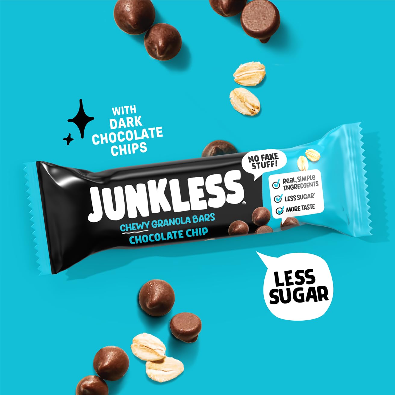 JUNKLESS Classic Chewy Granola Bars - Bulk Variety Pack, Gluten-Free, Non-GMO, Lower Sugar, Healthy Snacks for Kids & Adults, 4 Boxes (24 Bars)