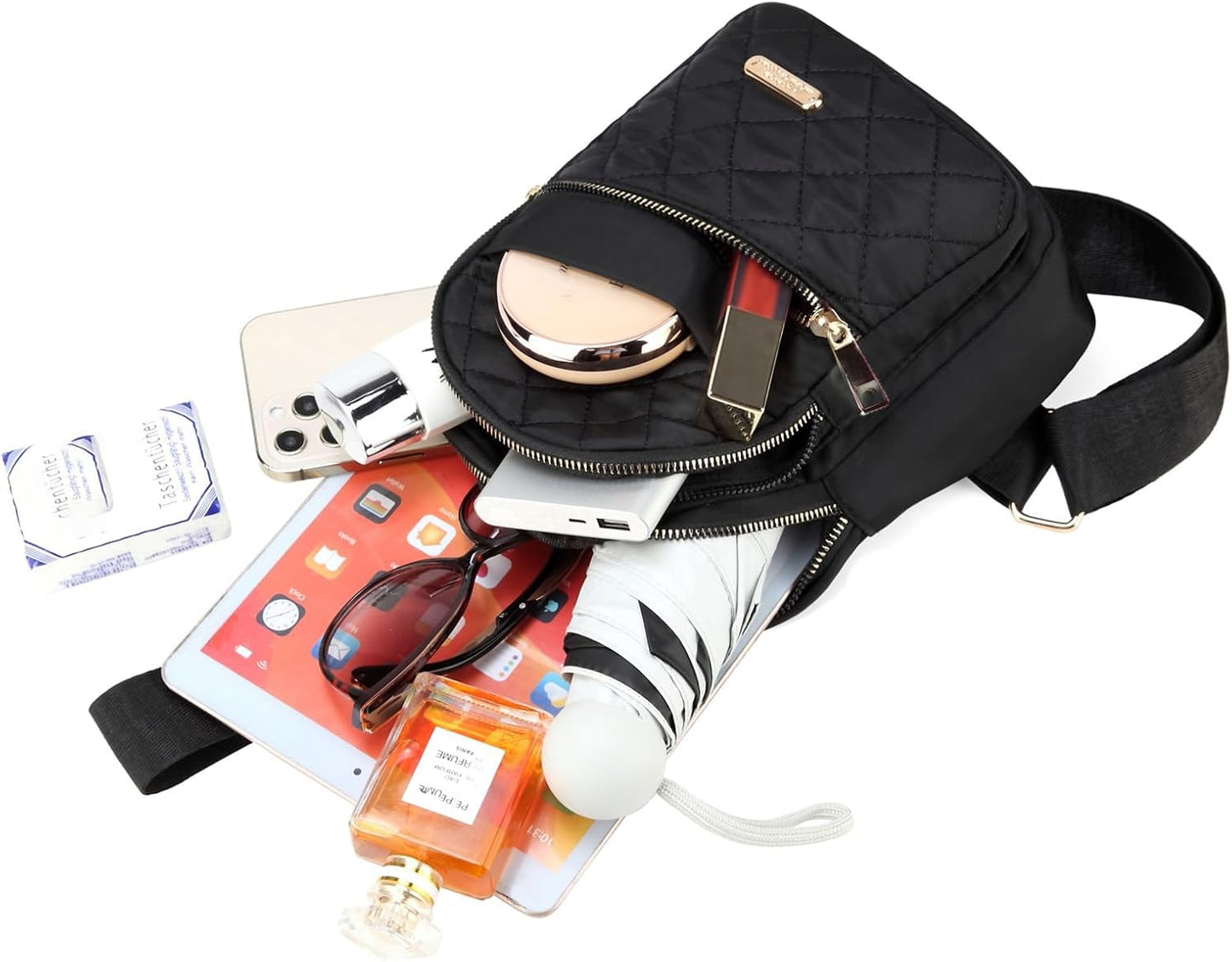 Small Sling Backpack for Women, Chest Bag Daypack Crossbody for Travel Sport Running Hiking Black