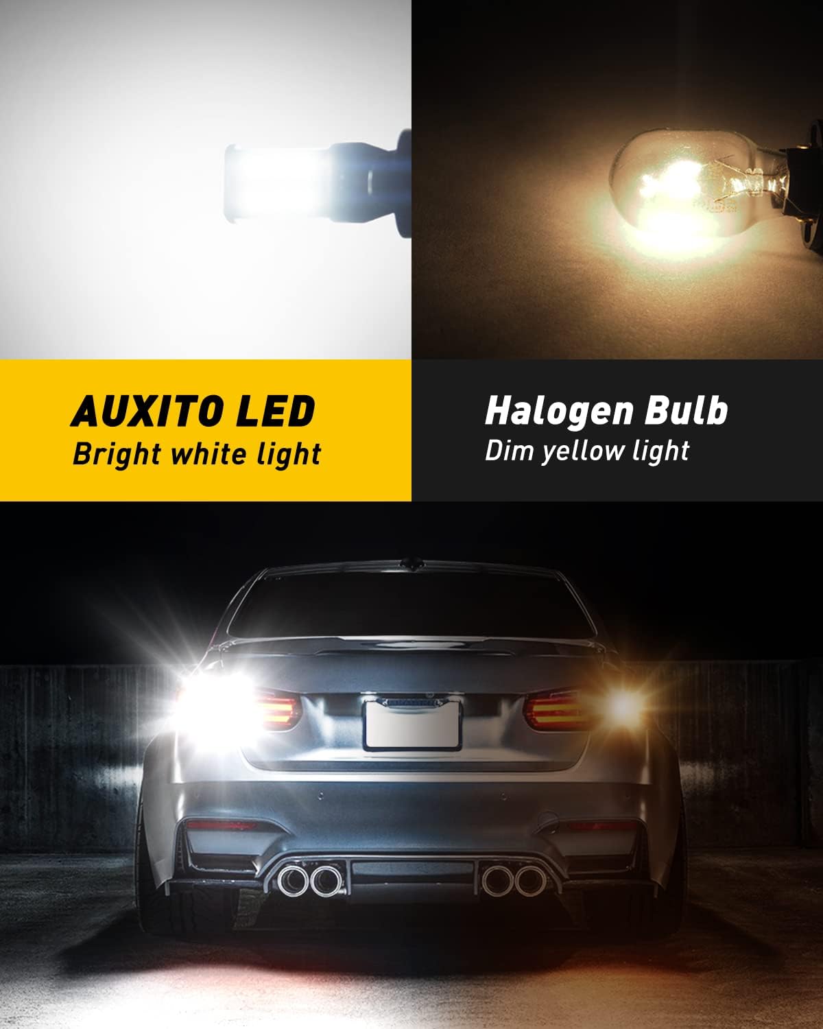 AUXITO 912 921 LED Bulb for Backup Light Reverse Lights High Power 2835 15-SMD Chipsets Error Free T15 906 922 W16W Bulbs, 6000K White, Exterior Light Bulbs (Upgraded, Pack of 2)