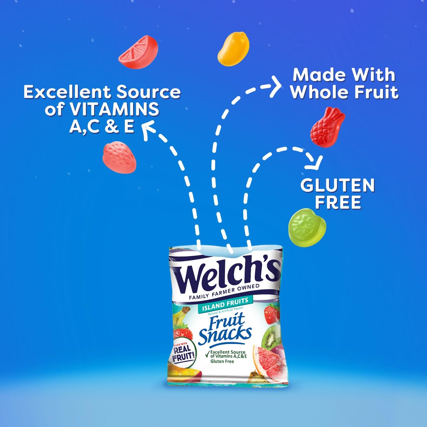 Welch's Fruit Snacks, Fruit Punch & Island Fruits, Individual Single Serve 0.8 oz bags (Pack of 40)