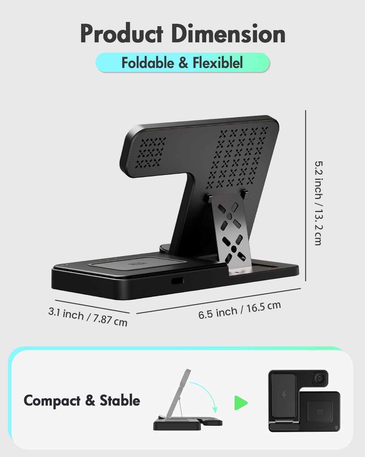 Wireless Charger iPhone Charging Station: 3 in 1 Charger Stand Multiple Devices for Apple - iPhone 17 16e 16 15 14 Pro Max 13 12 11 - Watch 10 9 8 7 6 5 4 3 2 SE and Ultra Series - Airpods 4 3 Pro