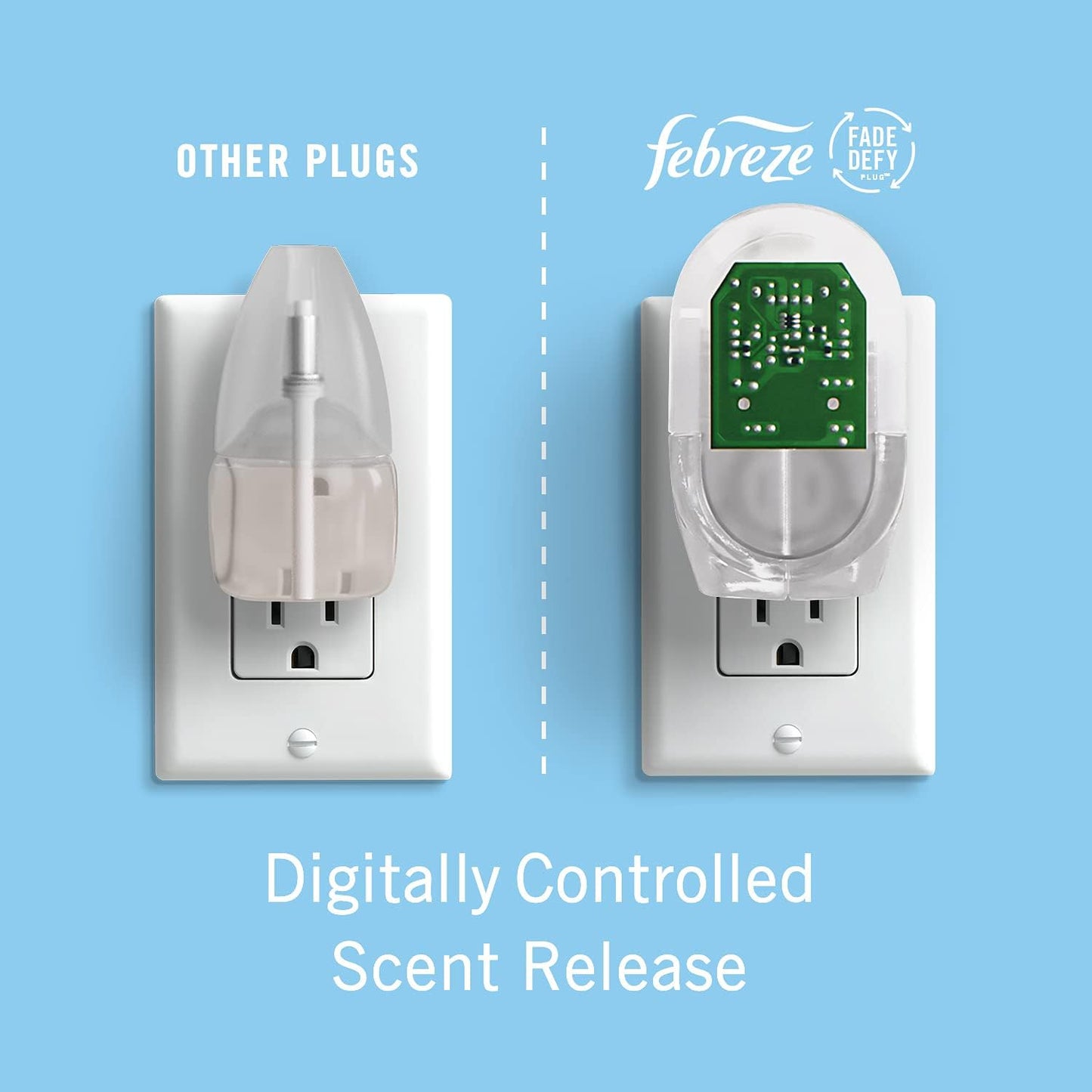 Febreze Plug In Air Freshener, Odor-Fighting Scented Oil Refill, Gain Moonlight Breeze, 3 Refills