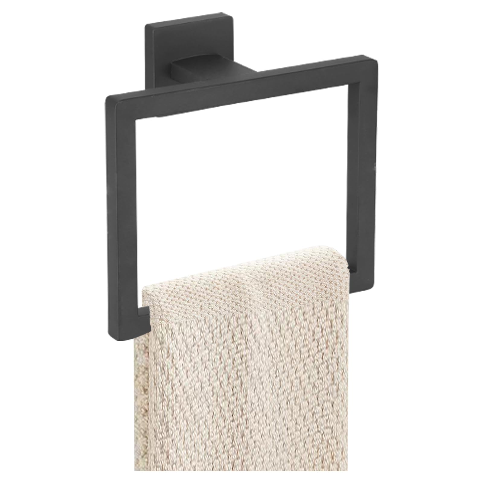 Towel Ring - Thicken SUS 304 Stainless Steel Towel Holder, Towel Racks for Bathroom, Square Modern Design Hand Towel Holder, Contemporary Hand Towel Bar - Matte Black