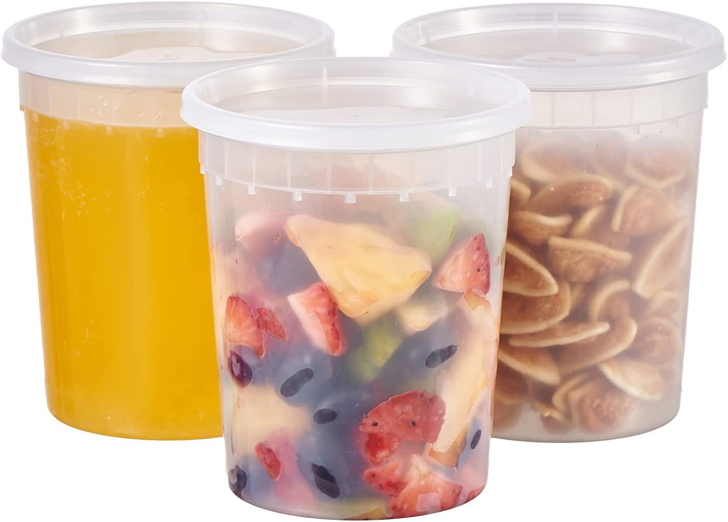 [48Set - 16oz.] Plastic Deli Food Storage Containers With Plastic Lids, Disposable togo containers for soup, Meal Prep, Slime | BPA Free | Stackable | Leakproof | Microwave | Dishwasher | Freezer Safe