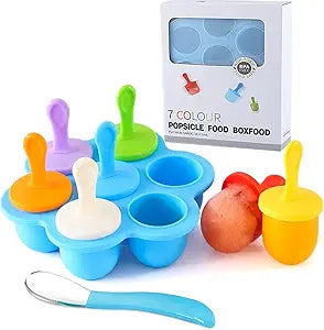Silicone Popsicle Molds, Ice Pop Molds, Storage Container for Homemade Food, Kids Ice Cream DIY Pop Molds - BPA Free (Blue)