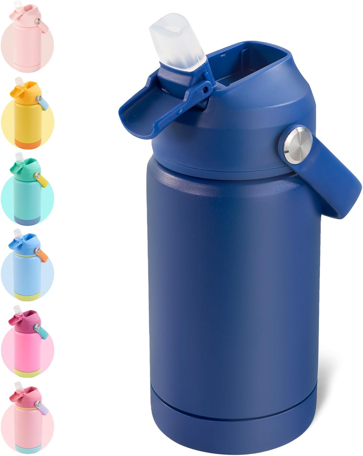 Kerilyn 12oz Kids Water Bottle, Stainless Steel Insulated Water Bottle, Toddler Cup with Straws Leak-Proof, Kids Water Bottles for School Boys Girls, BPA Free, Blue