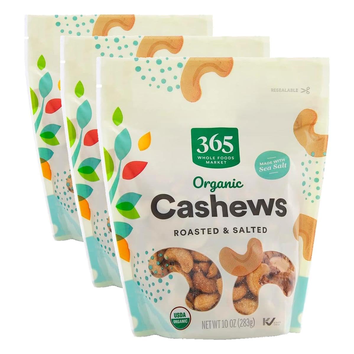 365 by Whole Foods Market, Organic Roasted & Salted Cashews, 10 Ounce