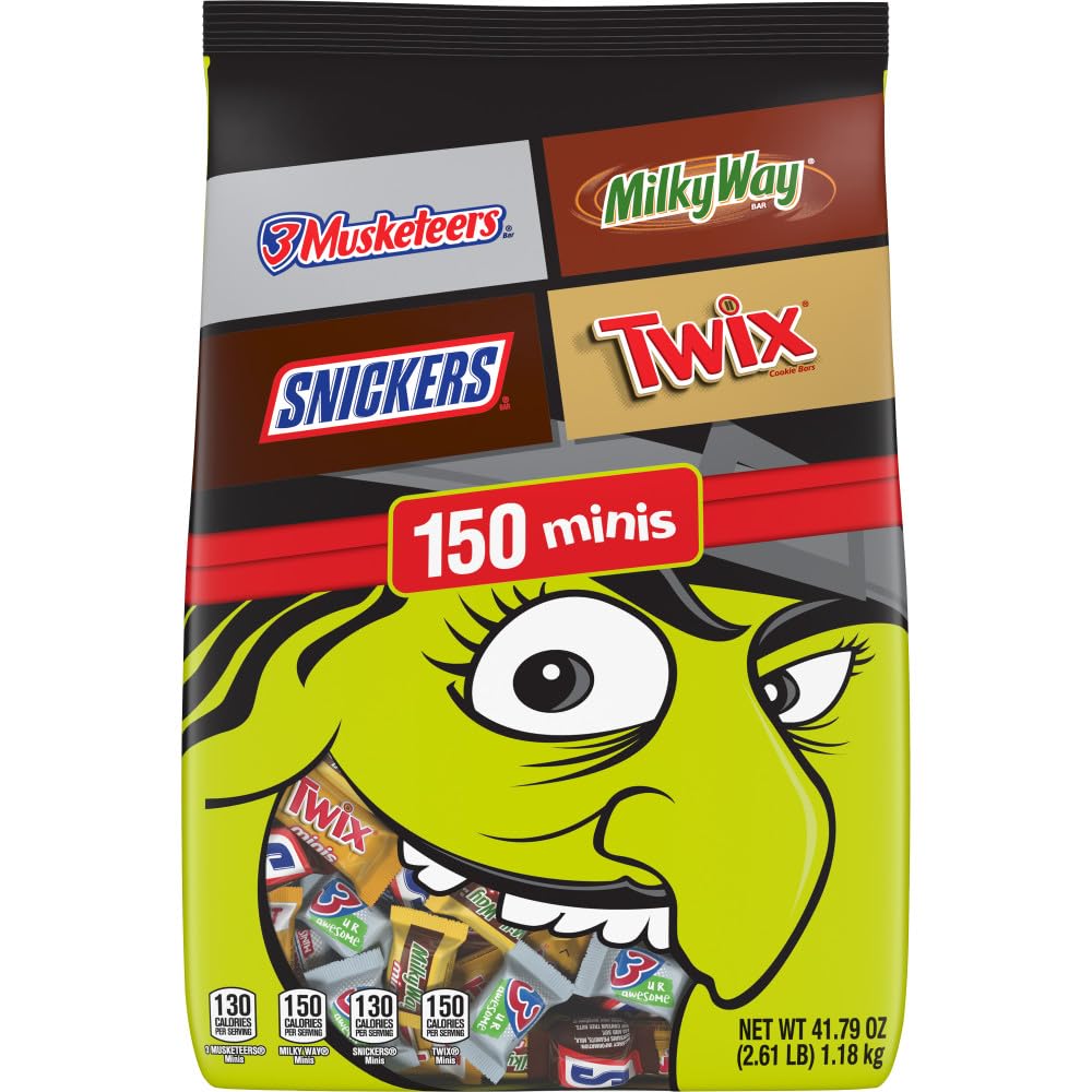 Mars Snickers, M&M'S Milk Chocolate, Milky Way & Twix Fun Size Chocolate Candy Variety Pack, 75 Ct Bulk Bag (2.73 Pounds)