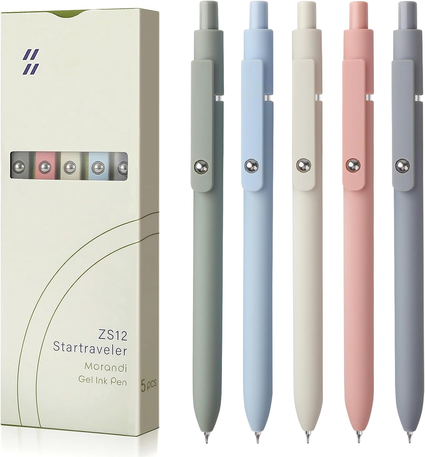 FIOVER 5pcs Gel Pens Quick Dry Ink Pens Fine Point Premium Retractable Rolling Ball Gel Pens Black Ink Smooth Writing for School Office Home