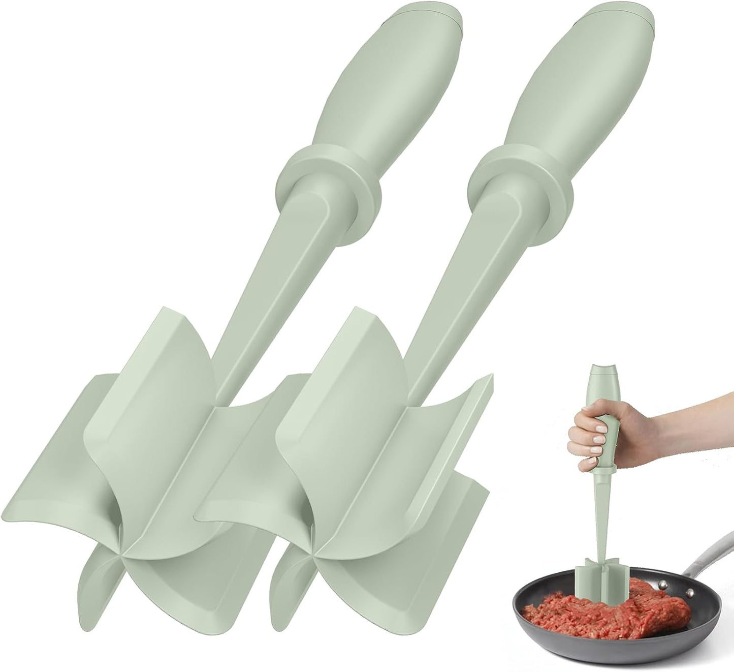 Meat Chopper, Hamburger Grinder, Premium Heat Resistant Smasher for Ground Beef, Burger Grinder Nylon Potato Mix Tool, Meat & Poultry Tenderizers-Black