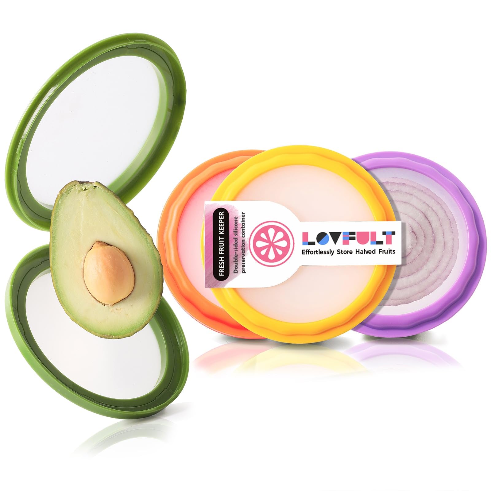 Onion Storage and Avocado Saver - 4-Piece Set Silicone Fruit Storage Box, Multifunctional and Perfect for Lemons, Cheese, Tomatoes, Potatoes, Garlic